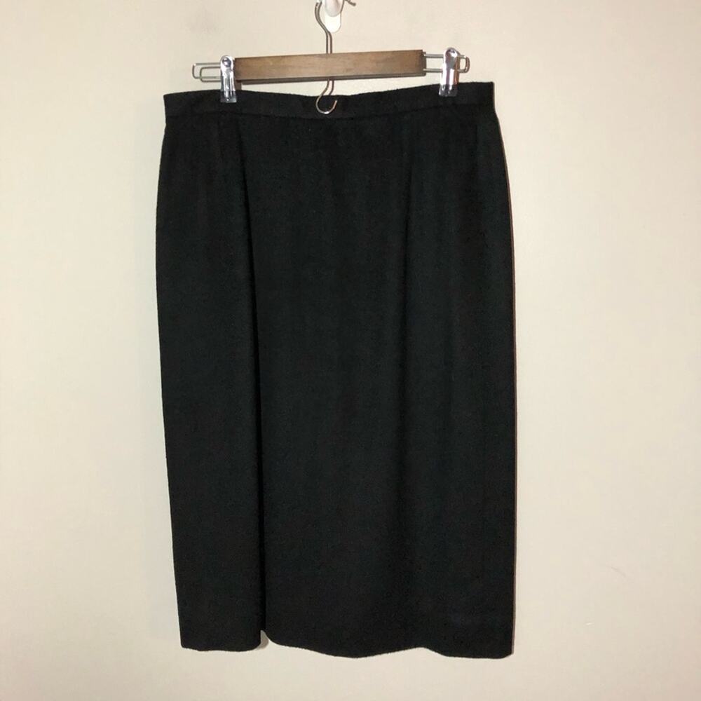 Burberrys vintage black camel hair wool skirt USA womens 16 knee length classic